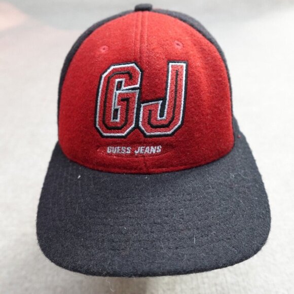 Vintage Guess Hat Red Black Embroidered Made in USA Snapback - Picture 1 of 6